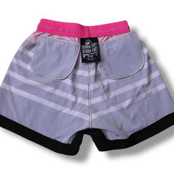Kinda Fit Kinda Fat Pink Drip Striped Quick Dry Athletic Board Shorts‎ M - Picture 4 of 9